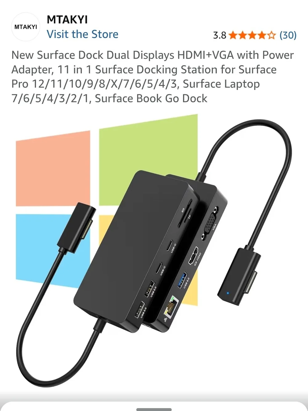 Black Surface Docking Station with HDMI + VGA Dual Display